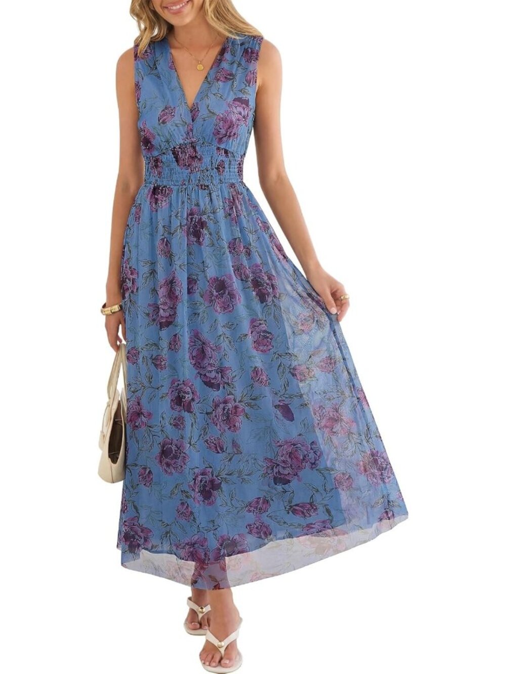 Floral Tulle Maxi Dress for Women | Elegant Wedding Guest Outfit, Summer Style